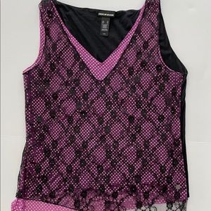 DKNY Sequins & Lace Top